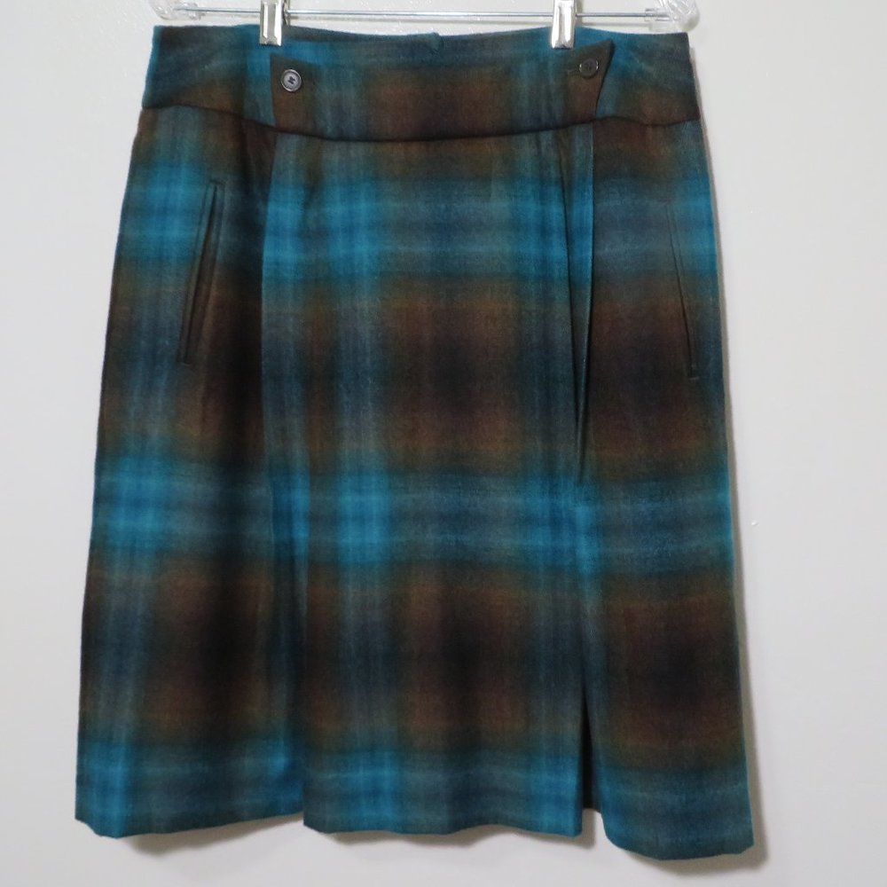 Chadwicks Wool Blend plaid pleated skirt Size 16